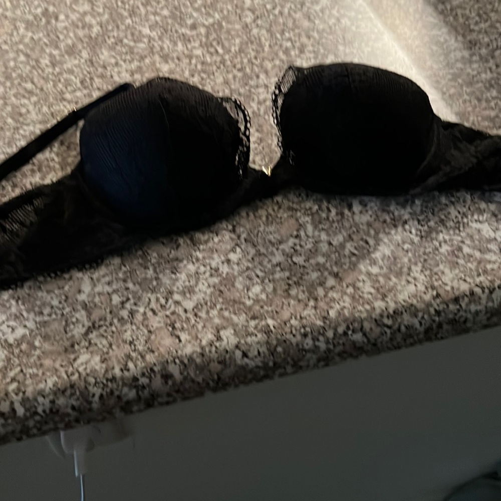 Victoria’s Secret like a cloud bra, black with gold and lace